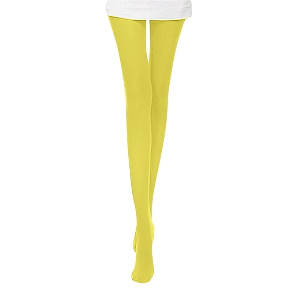 Women's Velvet Footed Pantyhose Tights, Adult Opaque Control Top Leggings, Comfortable Stretch Design for Everyday Wear, Yellow, One Size
