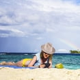 thumbnail image 5 of 56-58cm hat circumference female summer pearl straw hat sunscreen hat travel sun hat vacation beach wide-brimmed jazz hatpink, 5 of 5