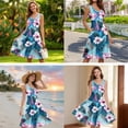 thumbnail image 5 of Jiueut Hibiscus Leopard Geometric Palm Leaves Pattern Couple Matching Outfit Hawaiian Men's Button Down Shirt, Women's Sleeveless Sundress Beach Vacation Cruise Luau Family Matching Set, Size S, 5 of 5