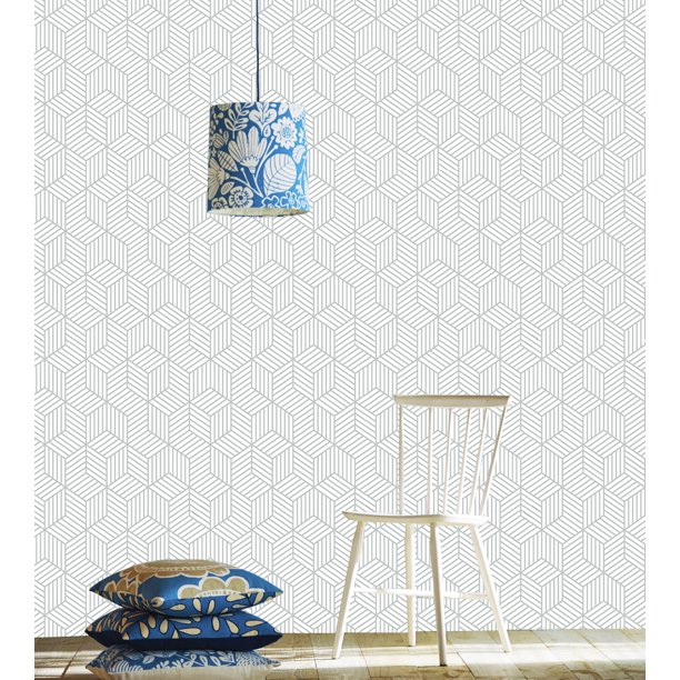 Geometry Hexagon Stripped Peel and Stick Wallpaper Vinyl Contact Paper