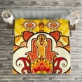 thumbnail image 3 of Ambesonne Hamsa Quilted Bedspread Set 3 Pcs, Sun Aura Energy, Queen Size, Yellow Orange Brown, 3 of 3