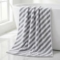 thumbnail image 4 of Unique Bargains Striped Absorbent Quick Dry Pure Cotton Bath Towel Grey 55" x 28", 4 of 6