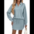thumbnail image 3 of Conjuntos de Dos Piezas para Mujer: Chándal Informal, Sudadera, Falda Pantalón, Conjunto A Juego, Chándal de Tenis para Estar en Casa, Chándal. Azul M, 3 of 10