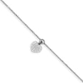 thumbnail image 1 of 925 Sterling Silver Rhodium-Plated with Heart Charm Chain Anklet with 0.5in Extender Length, 1 of 2