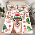thumbnail image 2 of jejeloiu Lovely Christmas Reindeer Bed Sheets,Chic Xmas Tree King Sheets,Happy New Year Gifts Sheet Set For Girls Boys,Microfiber Bedroom Decor,4 Pieces, 2 of 7