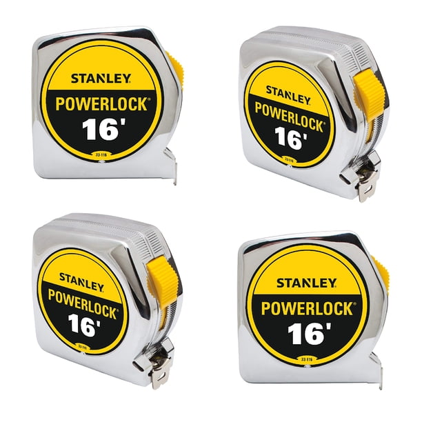 Tape Rule Stanley Tools Powerlock, hoja de acero de 16 pies/5 m, paquete de 4 unidades