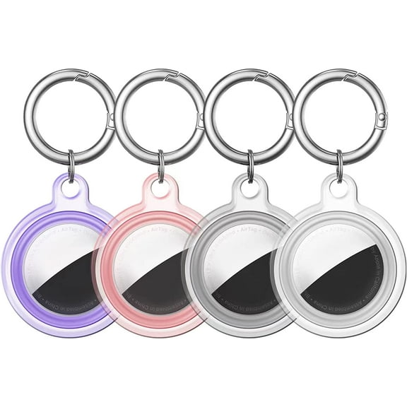 [4 Pack] IPX8 Waterproof AirTag Holder Keychain Case, Apple Air Tag Accessories, Solid Full-Body Protection Anit-Sratch Clear Shell, Works with Keychain, Bags, Dog Collar, Luggage and More