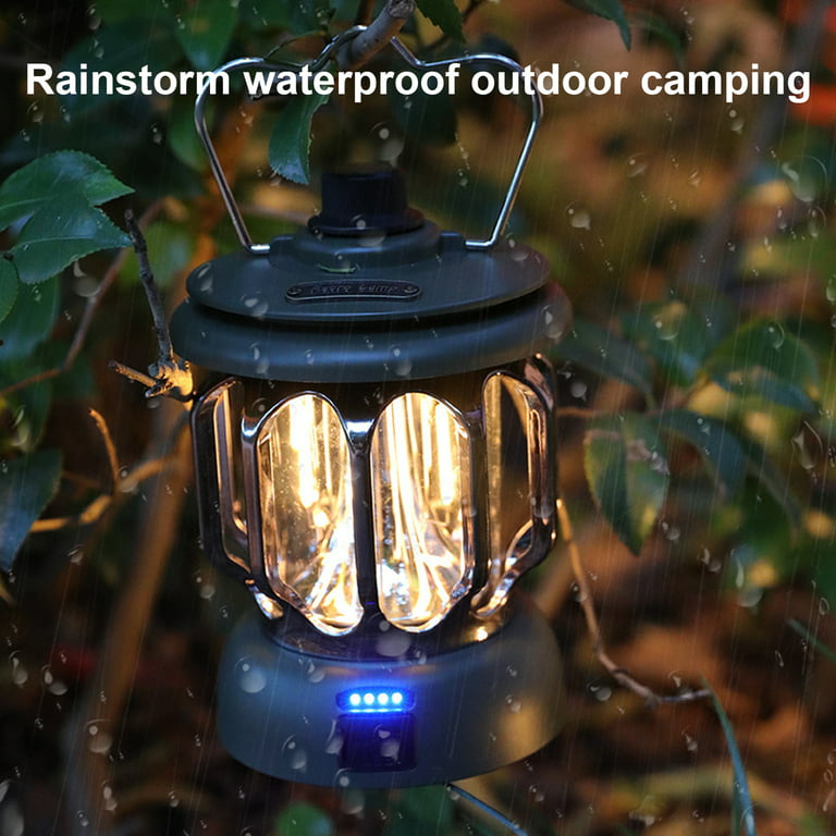 LED Camping Lantern,Rechargeable Retro Metal Camping Light,Battery Powered Hanging Outdoor Lamp ,ipx4 Waterproofoutdoor Portable Lights for Emergency