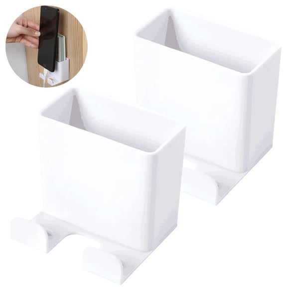 JJYY 1PC/2Pcs Mini Wall Mounted Storage Box, Remote Control Organizer for Mobile Phones and Plugs, Multi-Function Storage Rack Holder Container, Space Saving for Home and Office