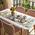 thumbnail image 3 of Easter Gnomes Table Cloths for 5 Foot Rectangle Tables, Eggs Rabbit Spring Daisy Floral Colorful Stripes Patio Waterproof Elastic Fitted Tablecloths, Washable Rectangular Table Cover for Camping, 3 of 8