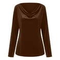 thumbnail image 5 of Tdoqot Girls Velvet T-Shirts- Soft Dressy Casual V-Neck Long Sleeve Party Tops Brown Size 4, 5 of 6