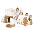 thumbnail image 4 of KORIMEFA 9-IN-1 Toddler Slide Set for kids Age 1-5, Bus-Themed Climber Indoor Outdoor Playset with Slide, Golf, Basketball Hoop, Climber, Wheel, 4 of 11