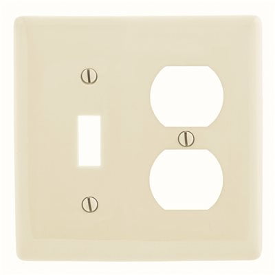 Hubbell NP18LA Lt Almond 2-Gang Unbreakable Wallplate Switch Receptacle Cover