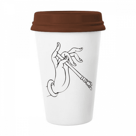 

Culture Hand Stick Line Drawing Pattern Mug Coffee Drinking Glass Pottery Cerac Cup Lid