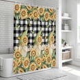 thumbnail image 6 of Sunflower Gnomes Shower Curtain, Waterproof Shower Curtains for Bathroom, Black Plaid Eucalyptus Leaf Butterfly Washable Fabric Bathtub Curtain Set Bath Decor with 12 Hooks Standard 72"x72", 6 of 8