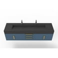 thumbnail image 3 of Nile 72" Blue Wood Floating Vanity with Black Top and Gold Trim, 3 of 10