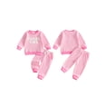thumbnail image 2 of Loicainy Baby Toddler Girl 2-piece Outfit 6 12 18 24 Months 2T 3T Striped Long Sleeve Embroidery Letters Sweatshirt Pants Clothes Set, 2 of 9