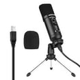 thumbnail image 1 of USB Condenser Microphone Computer Mic Kit with Mini Desktop Metal Tripod Stand Windscreen USB Cable for Music Recording Live Streaming Online Singing Meeting Teaching Game, 1 of 7