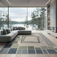 thumbnail image 2 of ODIKA 8'x10' Ivory Blue Green Geometric Tufted Washable Area Rug Modern Abstract Layered Squares Diamond Motifs Structured Border for Dining Room, Large Office, Lounge, Non-Slip Chair-Friendly Mat, 2 of 7