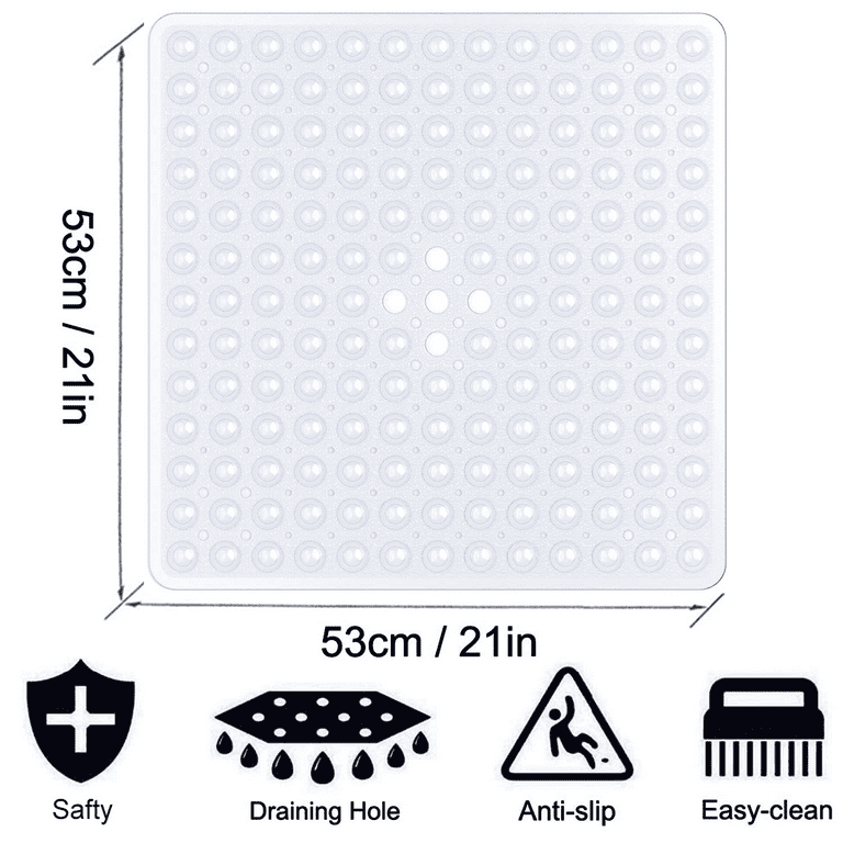Gorilla Grip Patented Shower and Bathtub Mat, 21x21, Small Square Shower  Stall Floor Mats with Suction Cups and Drainage Holes, Machine Washable and  Soft on Feet, Bathroom Accessories, Clear Clear 