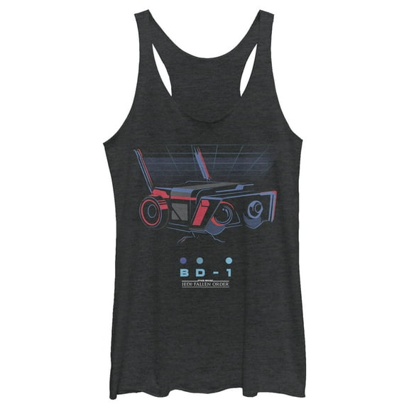 Women's Star Wars Jedi: Fallen Order Retro BD-1 Droid  Racerback Tank Top Black Heather Small