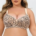 thumbnail image 2 of Gvdentm Women's Front Closure Bras Plus Size Printing Gathered Underwire Unlined Back Support Plunge Seamless Bra(Brown,52FG), 2 of 9