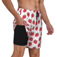 thumbnail image 2 of Balery Cartoon Strawberry Mens Swim Trunks Swim Shorts for Men Quick Dry Inseam Beach Shorts with Compression Liner Pocket-Small, 2 of 9