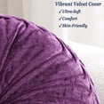thumbnail image 3 of Velvet 15-Inch Round Throw Pillow Dark Purple for Couch Decor (Set of 2), 3 of 6