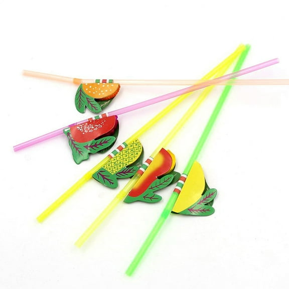 WHAMVOX FruitThemed Honeycomb Ball Straws for Parties Disposable Plastic Cocktail Straws Assorted Colors 50pcs