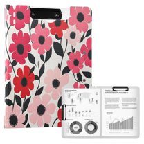 FORMRS A4 Clipboard Folder with Pen Holder Horizontal Foldable School Office Binder, Pink and Red Flowers
