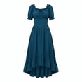 thumbnail image 2 of ClodeEU Women's Square Neck Puff Short Sleeve Waist Gathered Midi Dress,Elegant Casual Wedding Guest Dress Navy,Women's Plus XL, 2 of 9