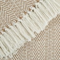 thumbnail image 5 of Contemporary Home Living Beige and White Herringbone Striped Rectangular Cotton Decorative Throw 50", 5 of 5