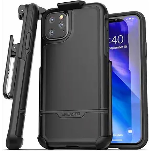 Encased Belt Clip Holster Case For Apple iPhone 11 Pro Max (2019 Rebel Armor) Heavy Duty Protective Full Body Rugged Cover with Holder (Black)