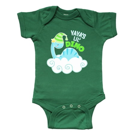 

Inktastic Yaya s Lil Dino with Cute Blue Baby Dinosaur Gift Baby Boy or Baby Girl Bodysuit