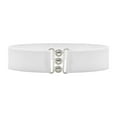 thumbnail image 2 of Sharplace Women Elastic Waist Belt Buckles Belt Fashion 27inchx2inch Dress Belt Waistband for Street Birthday Gift Jeans Shopping Pants White, 2 of 10