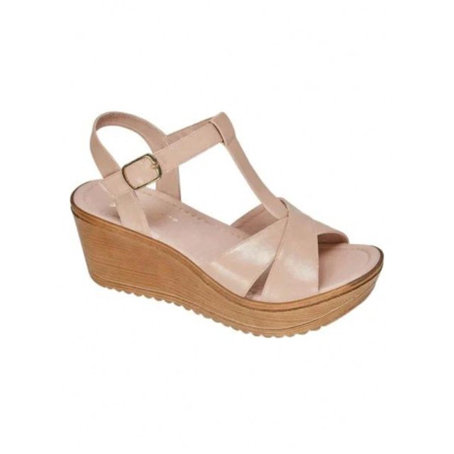 Sandalias de tacón corrido y plataforma con diseño de nudo y correa ajustable de unicolor para mujer