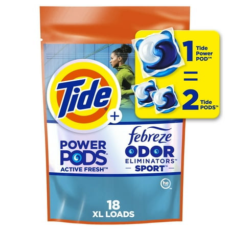 Tide Power PODS with Febreze Laundry Detergent Packs, Sport Odor Defense, 18 Count