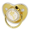 thumbnail image 4 of Infant Pacifier Baby Pacifier Infant Portable Exquisite Golden Crown Letter Rhinestone Pacifier With Chain Clip Letter V ANGGREK AC7308, 4 of 8