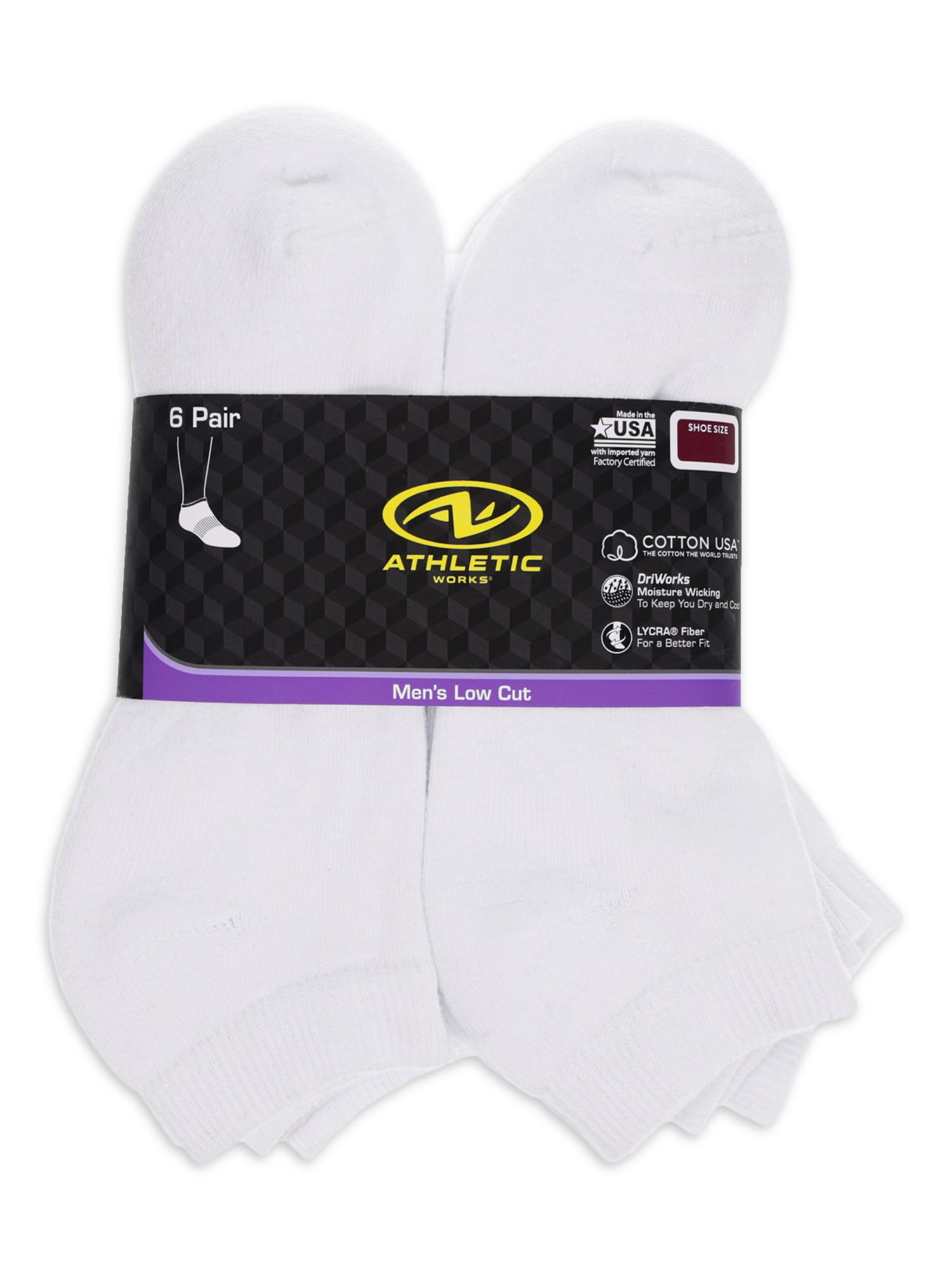 Athletic Works Men's Low Cut Socks, 6-Pack