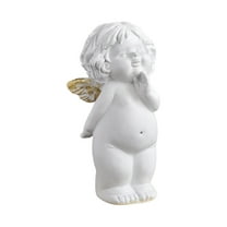 Decorative Angel Figurine with Golden Heart, Handcrafted Resin Cherub Statue for Home, Office, Shelf, and Gift Décor