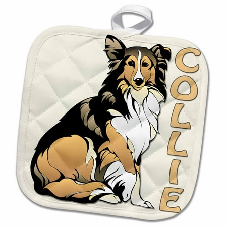 3dRose Collie. Dog. Best friend. - Pot Holder, 8 by