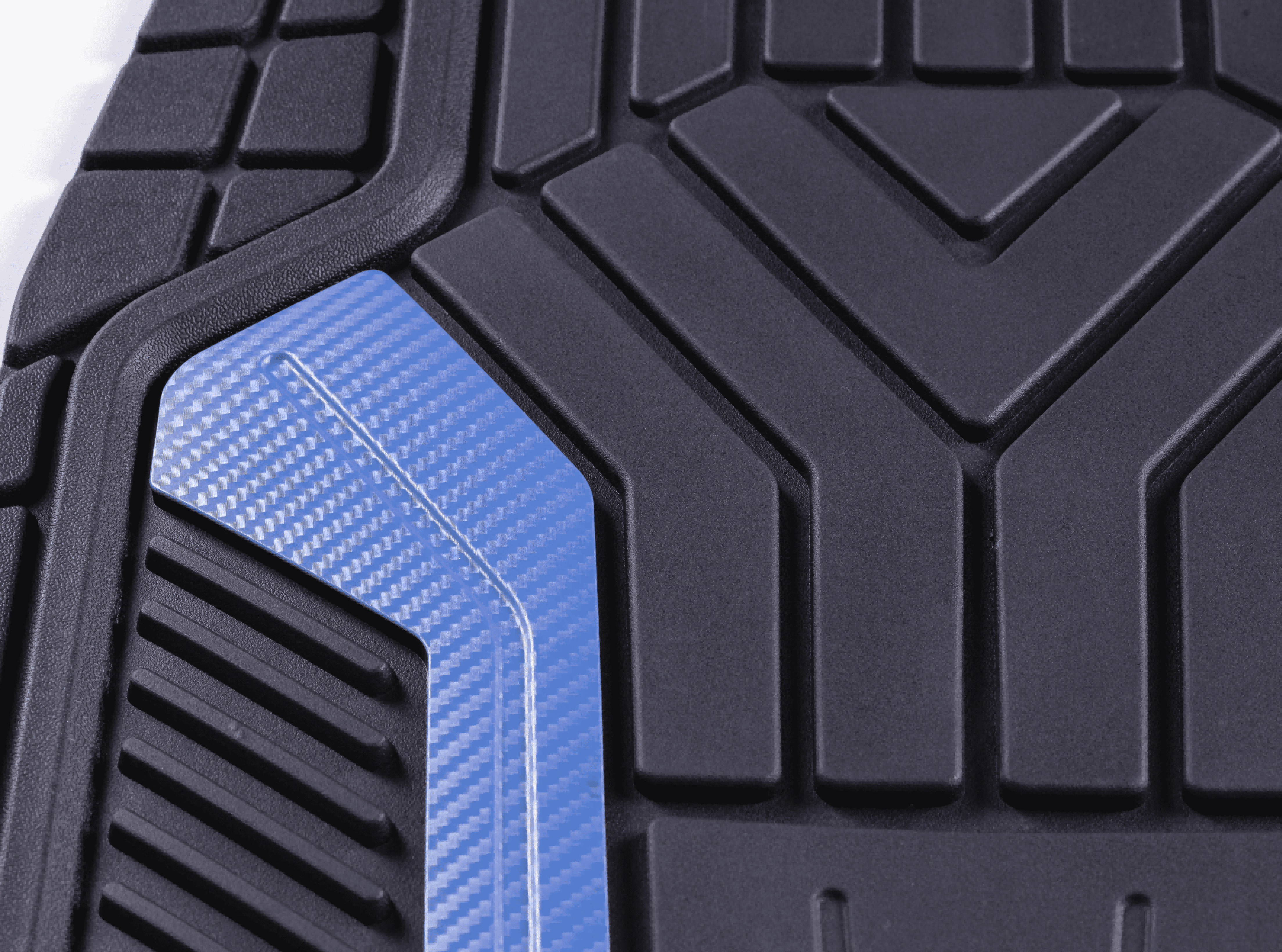 Auto Drive 4Piece Rubber Car Floor Mats Carbon Fiber Blue - Universal Fit, 22WM69-2