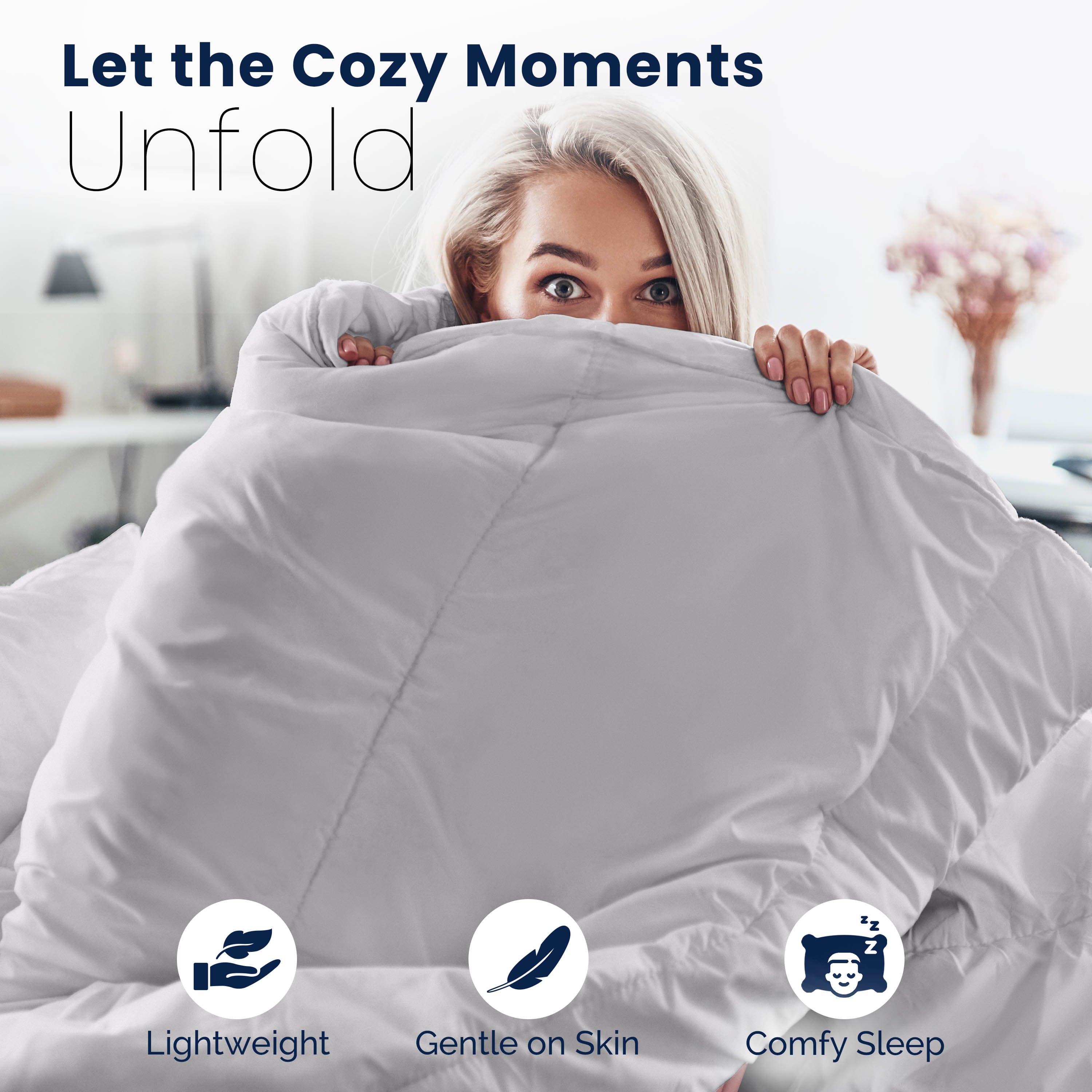 Martex 2-Piece Twin Reversible Comforter Set | Super Soft Lightweight | Light Grey/Navy