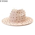 thumbnail image 3 of Sombrero de paja hecho a mano con diamantes para mujer, sombrero de paja para vestido de Jazz de lado ancho, protección solar para vacaciones, sombreros de playa, 3 of 4