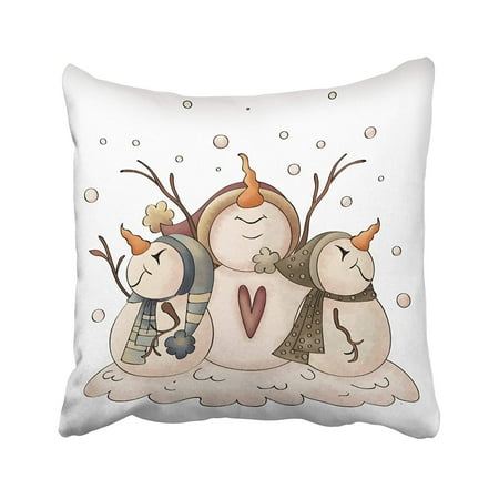 Primitive Christmas Pillows BPBOP Xmas New Year Snowman Snowflake Winter Country Primitive Pillowcase Pillow Cushion Cover 18x18 inches ()