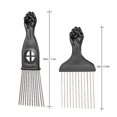 thumbnail image 1 of 2Pcs Mental Pick Comb African American Afro Comb Hair Brush Hairdressing Styling Tool Black Fist, 1 of 4