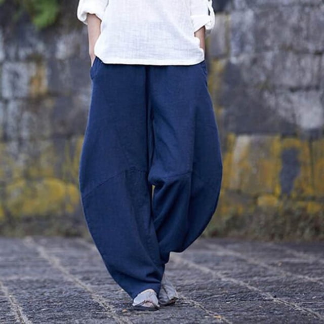 zanvin Pantalon pour Femmes, Pantalon Décontracté Ample et Bouffant pour Femmes Grande Taille avec Poches, Combinaison Mode, Pantalon Salopette en Coton et Lin, Pantalon Ample Décontracté