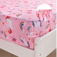 thumbnail image 3 of Joyfy Kids Twin Sheet Set 3pcs Unicorn Pink Bedding Set with Flat Sheet, Fitted Bed Sheet & Pillowcases, 3 of 8