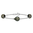 thumbnail image 3 of Sterling Silver Rhodium-plated 9-10mm Baroque Black Tahitian Saltwater Cultured Pearl 3-Station 7.5 inch Bracelet, 3 of 5
