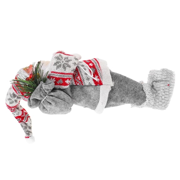 HOMOBABE 1Set Santa Claus Statue Gray Red Plastic Standing Christmas Party Home Decoration Ornaments